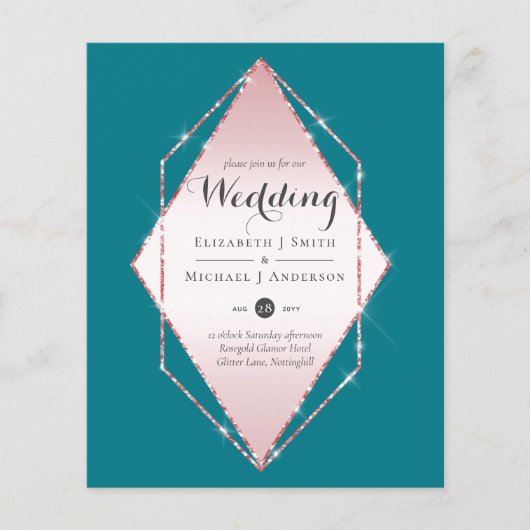 Budget Roos Gold Foil Kijk Geometric Wedding (Voorkant)