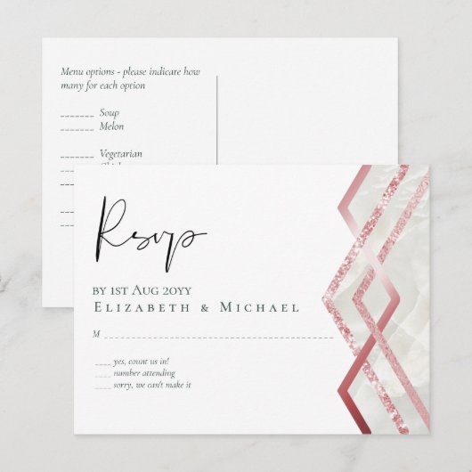 Budget Roos Gold Foil Kijk Geometric Wedding Briefkaart (Voorkant / Achterkant)