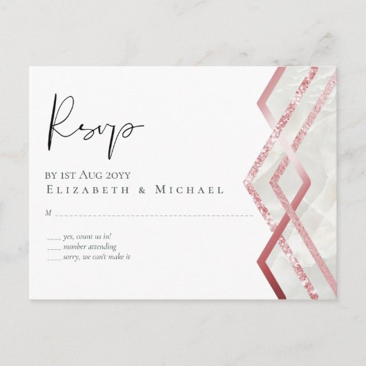 Budget Roos Gold Foil Kijk Geometric Wedding Briefkaart (Voorkant)