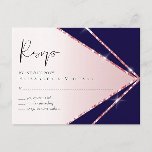 Budget Roos Gold Foil Kijk Geometric Wedding Briefkaart (Voorkant)
