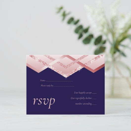 Budget Roos Gold Foil Kijk Geometric Wedding Uitnodiging Briefkaart (Staand voorkant)