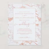 Budget Roos Gold Foil Marble Wedding Invitation (Voorkant)