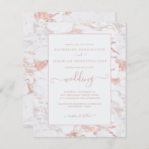 Budget Roos Gold Foil Marble Wedding Invitation