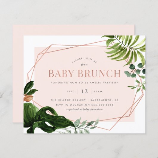 Budget Roos Gold Geometric Greenery Baby Brunch (Voorkant / Achterkant)