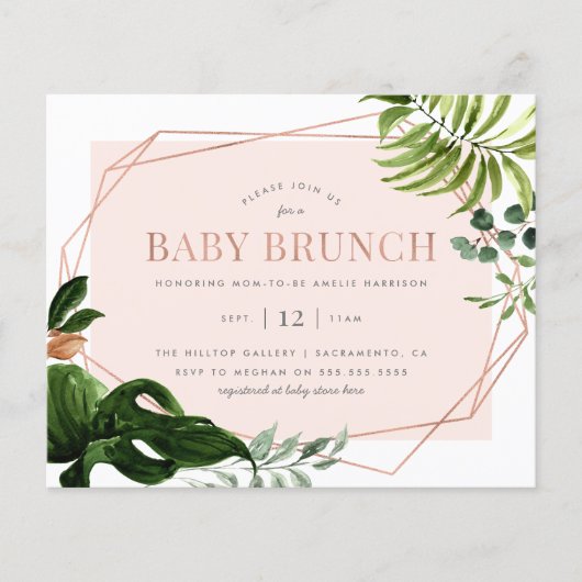Budget Roos Gold Geometric Greenery Baby Brunch (Voorkant)