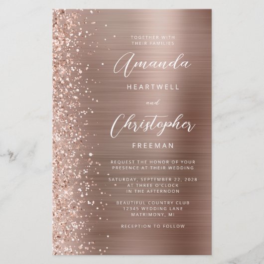 Budget Roos Gold Glam Glitter Weddenschap (Voorkant)