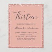 Budget Roos Gold Glitter 13e dertiende verjaardag Flyer (Achterkant)