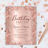 Budget Roos Gold Glitter 13e Verjaardagsuitnodigin