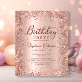 Budget Roos Gold Glitter 13e Verjaardagsuitnodigin