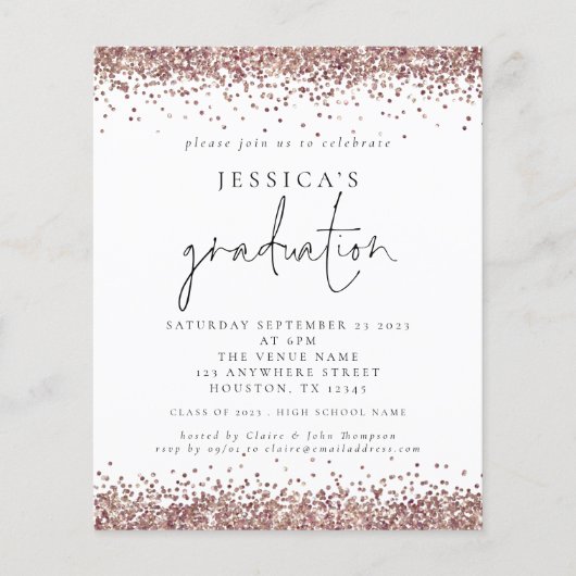 Budget Roos Gold Glitter 2024 Afstuderen (Voorkant)