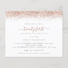 Budget Roos Gold Glitter 21e partijuitnodiging