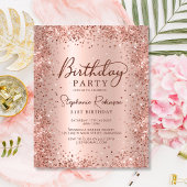 Budget Roos Gold Glitter 21st Birthday Uitnodiging