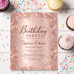 Budget Roos Gold Glitter 21st Birthday Uitnodiging<br><div class="desc">Budget Modern elegant roos goud metallic en glitter 21e verjaardagsfeestuitnodigingen. Dit ontwerp voor een volwassen meisjeskaart heeft een stijlvolle handgeschreven kalligrafiescript,  een blush roze of roos gouden faux geborstelde metallic achtergrond met losse glam glitter lijst rond. Eenvoudig te personaliseren,  perfect voor elke leeftijd.</div>