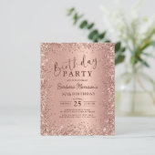 Budget Roos Gold Glitter 30e Verjaardagsuitnodigin (Staand voorkant)