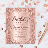 Budget Roos Gold Glitter 30e Verjaardagsuitnodigin