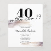 Budget Roos Gold Glitter 40th Birthday Invitation (Voorkant)