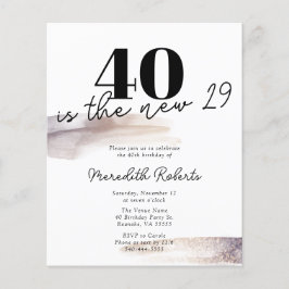 Budget Roos Gold Glitter 40th Birthday Invitation