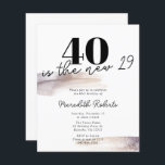 Budget Roos Gold Glitter 40th Birthday Invitation<br><div class="desc">Budget 40 is de Nieuwe 29 Roos Gold en Bleke Mauve 40th Birthday Party Uitnodiging... Ons roos goudmauve 40th Birthday partijuitnodiging is voorzien van het nummer 40 in dramatisch zwart, gevolgd door de woorden "is de nieuwe 29". Hieronder zie je de uitnodigingstekst die is geordend door gouden penseelstreken en gouden...</div>