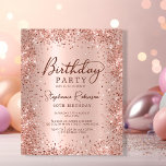 Budget Roos Gold Glitter 40th Birthday Invitation<br><div class="desc">Budget Modern elegant roos goud metallic en glitter 40e verjaardagsfeestuitnodigingen. Dit ontwerp voor een volwassen meisjeskaart heeft een stijlvolle handgeschreven kalligrafiescript,  een blush roze of roos gouden faux geborstelde metallic achtergrond met losse glam glitter lijst rond. Eenvoudig te personaliseren,  perfect voor elke leeftijd.</div>