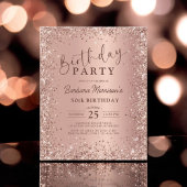 Budget Roos Gold Glitter 50th Birthday Invitation