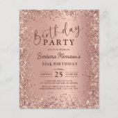Budget Roos Gold Glitter 50th Birthday Invitation Flyer (Voorkant)
