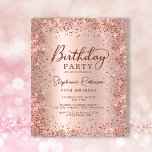 Budget Roos Gold Glitter 60th Birthday Invitation<br><div class="desc">Budget Modern elegant roos goud metallic en glitter 60e verjaardagsfeestuitnodigingen. Dit ontwerp voor een volwassen meisjeskaart heeft een stijlvolle handgeschreven kalligrafiescript,  een blush roze of roos gouden faux geborstelde metallic achtergrond met losse glam glitter lijst rond. Eenvoudig te personaliseren,  perfect voor elke leeftijd.</div>