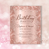 Budget Roos Gold Glitter 60th Birthday Invitation