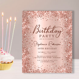 Budget Roos Gold Glitter 60th Birthday Invitation