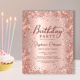 Budget Roos Gold Glitter 60th Birthday Invitation