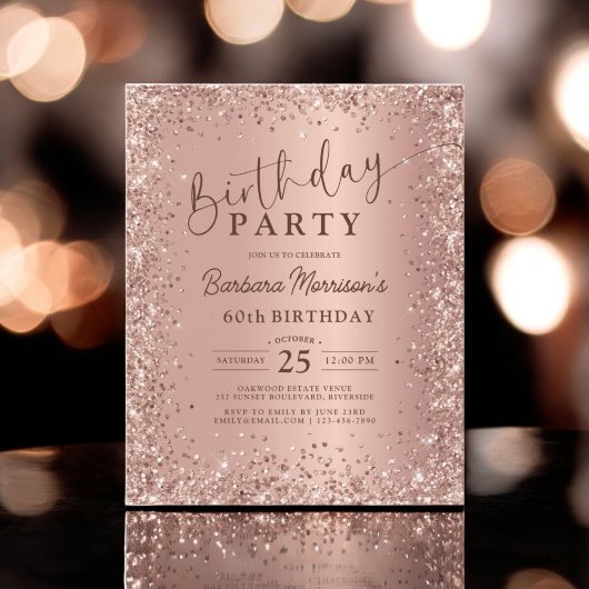 Budget Roos Gold Glitter 60th Birthday Invitation Flyer