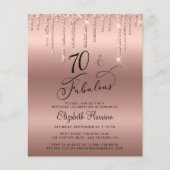 Budget Roos Gold Glitter 70th Birthday Invitation (Voorkant)