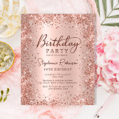 Budget Roos Gold Glitter 80e Verjaardagsuitnodigin