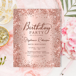 Budget Roos Gold Glitter 80e Verjaardagsuitnodigin