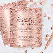 Budget Roos Gold Glitter 80e Verjaardagsuitnodigin