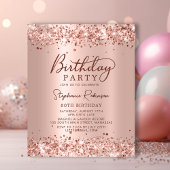 Budget Roos Gold Glitter 80e Verjaardagsuitnodigin