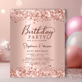 Budget Roos Gold Glitter 80e Verjaardagsuitnodigin