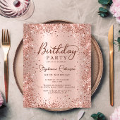 Budget Roos Gold Glitter 90e Verjaardagsuitnodigin