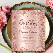 Budget Roos Gold Glitter 90e Verjaardagsuitnodigin