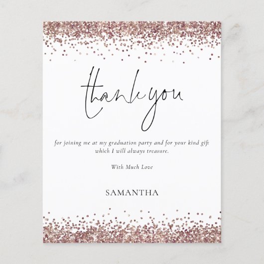 Budget Roos Gold Glitter Afstuderen Hartelijk dank (Voorkant)