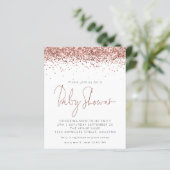 Budget Roos Gold Glitter Baby shower Uitnodigen (Staand voorkant)