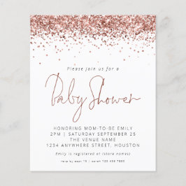 Budget Roos Gold Glitter Baby shower Uitnodigen