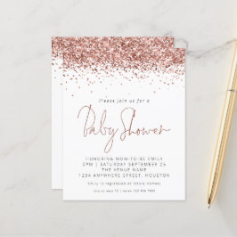 Budget Roos Gold Glitter Baby shower Uitnodigen