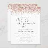 Budget Roos Gold Glitter Baby shower Uitnodiging (Voorkant / Achterkant)