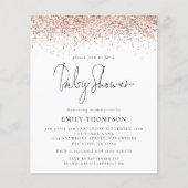 Budget Roos Gold Glitter Baby shower Uitnodiging (Voorkant)