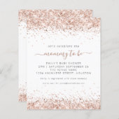 Budget Roos Gold Glitter Baby shower Uitnodiging (Voorkant / Achterkant)