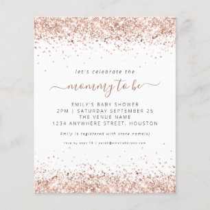 Budget Roos Gold Glitter Baby shower Uitnodiging