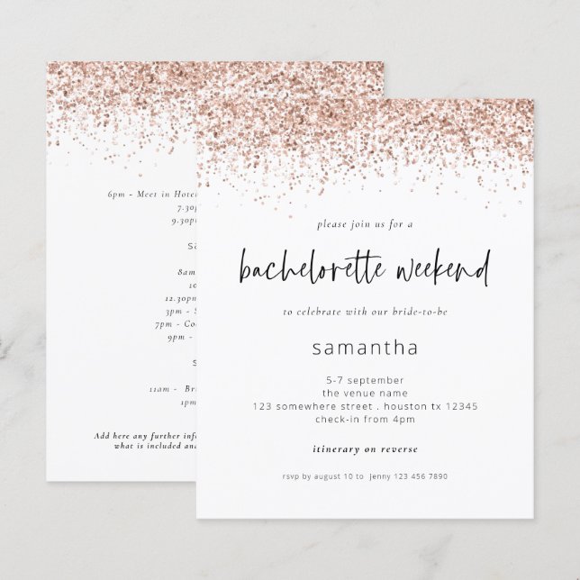 Budget Roos Gold Glitter Bachelorette Weekend (Voorkant / Achterkant)