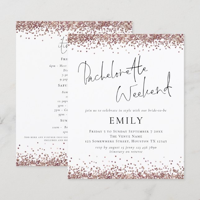 Budget Roos Gold Glitter Bachelorette Weekend (Voorkant / Achterkant)