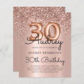 Budget Roos Gold Glitter Balloon 30th Birthday (Voorkant / Achterkant)