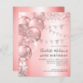 Budget Roos Gold Glitter Balloon Any Age Verjaarda (Voorkant / Achterkant)